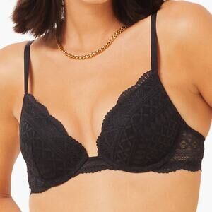 *NWOT Etam Idole No. 2 Underwire Plunge Push-Up Black Bra – Sz 34B